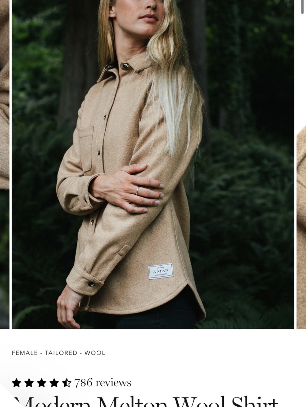 Anian Modern Melton Wool Shirt Jacket in Oyster